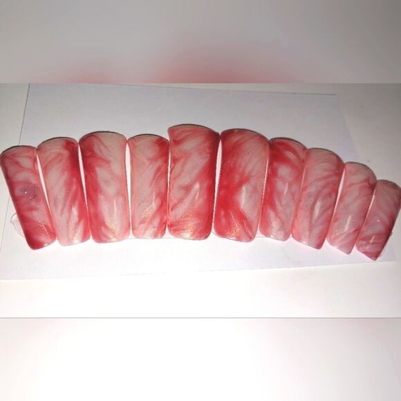 Hand crafted custom 10pc duck shape acrylic press on nails sz large - Picture 6 of 8